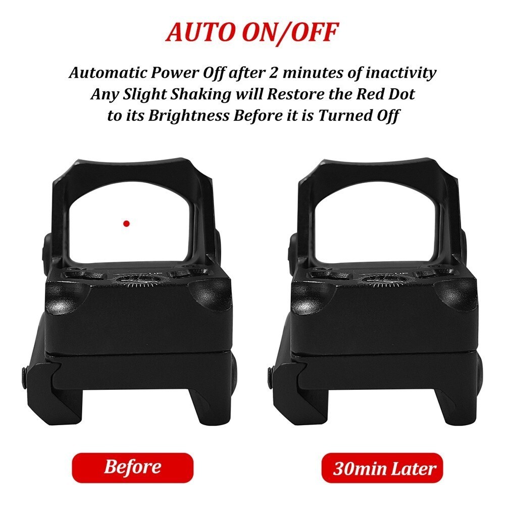 Compact Red Dot Sight Motion Awake 2 MOA Optic for RMR MOS Picatinny Pistol