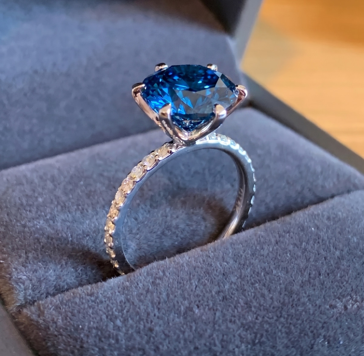 Amazing 6.00 Ct Cerulean Blue Diamond Solitaire Ring, Great Sparkle. FREE Studs