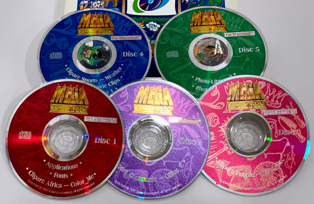Corel MEGA Gallery for Macintosh - 5 CDs plus Book - from 1997! Nice!