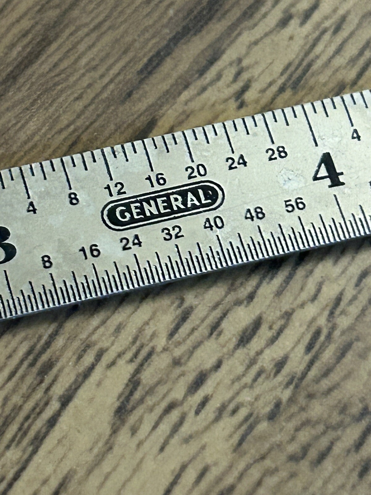 Vintage General No. 300 Stainless Steel Pocket Clip Ruler 6”