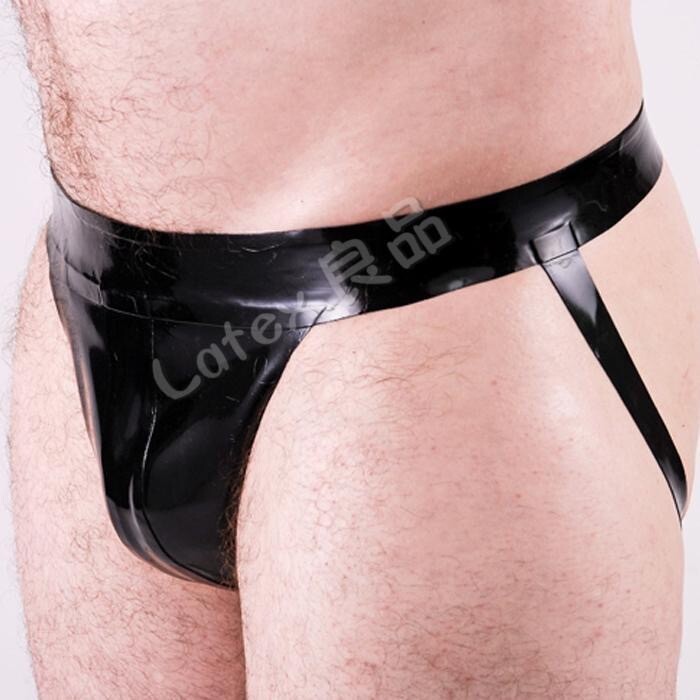 Mens Black Latex Double thong Rubber underwear for Fetish BDSM clubwear 0.4mm