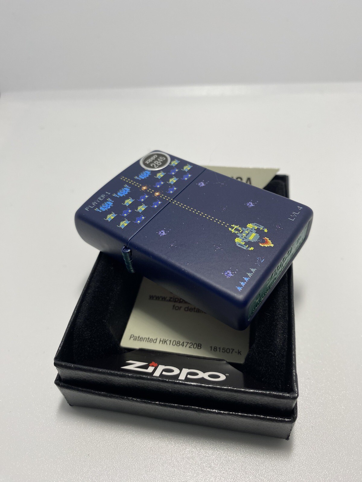Zippo Pixel Game On A Navy Matte Lighter