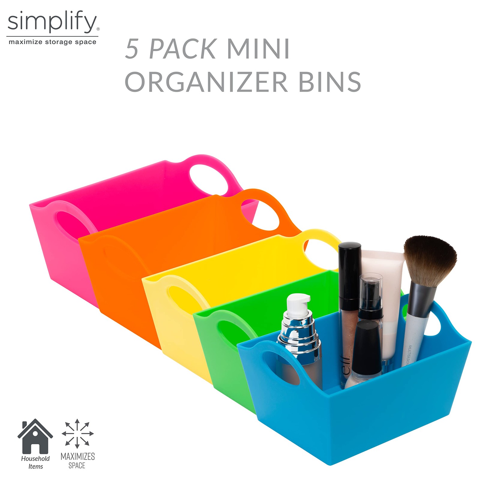 Neon, 5 Pack, Mini Storage Containers, Bins, Drawer, Office Organization, Goo...