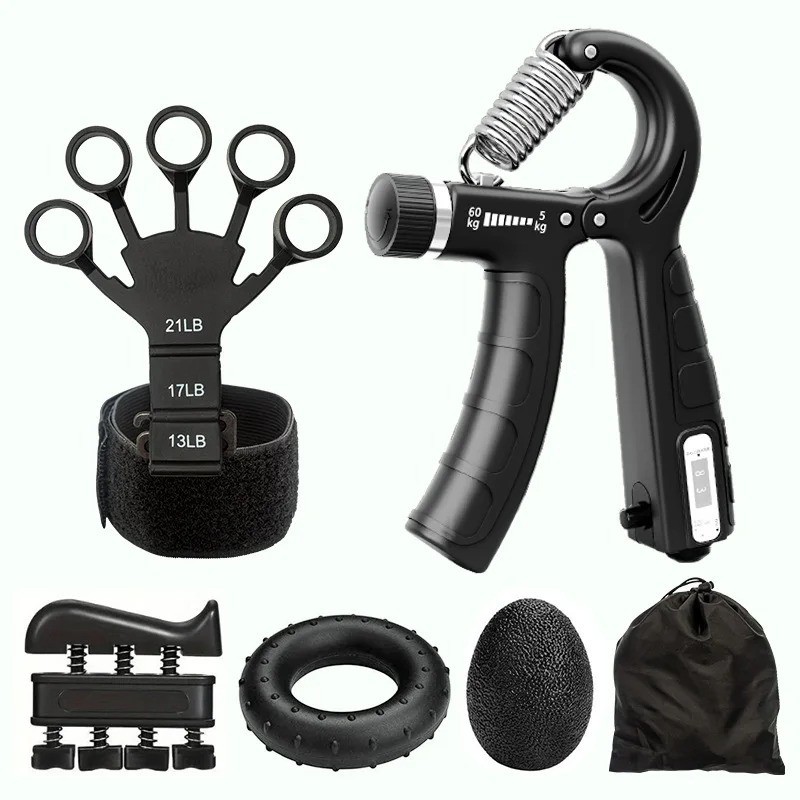 6PCS Hand Grip Strengthener Set Adjustable Finger Trainer Wrist Forearm Exercise