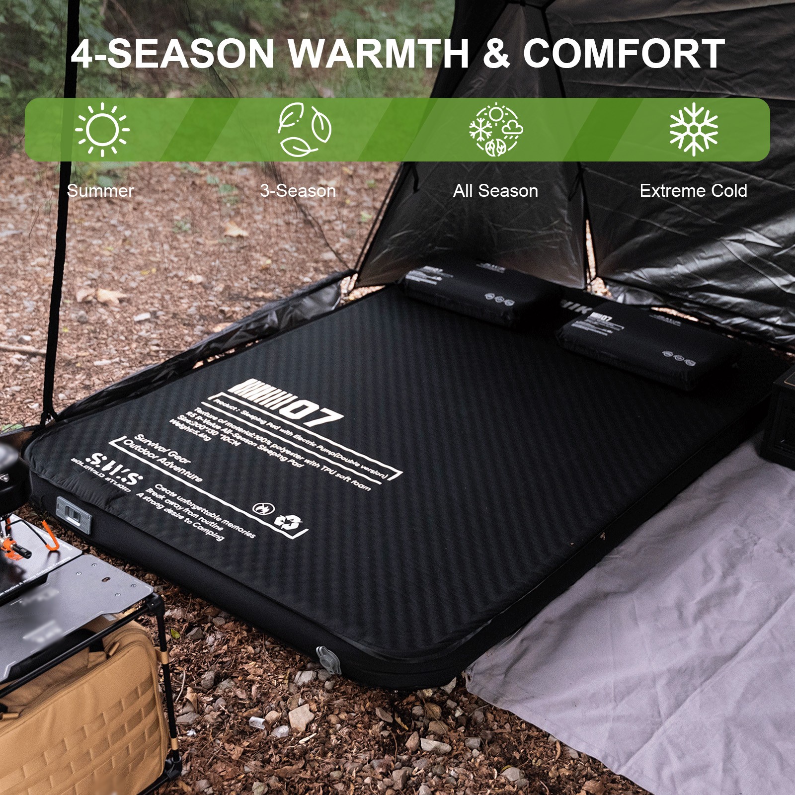 Double Inflatable Sleeping Mat with Built-in Pump for Backpacking Car Tent