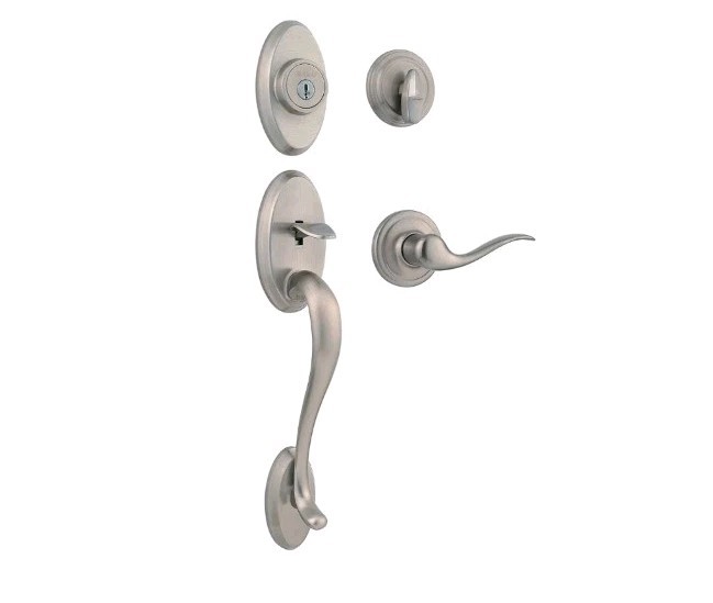 Kwikset Shelburne Front Door Lock Handle and Deadbolt Set, with Reverse Door Opt