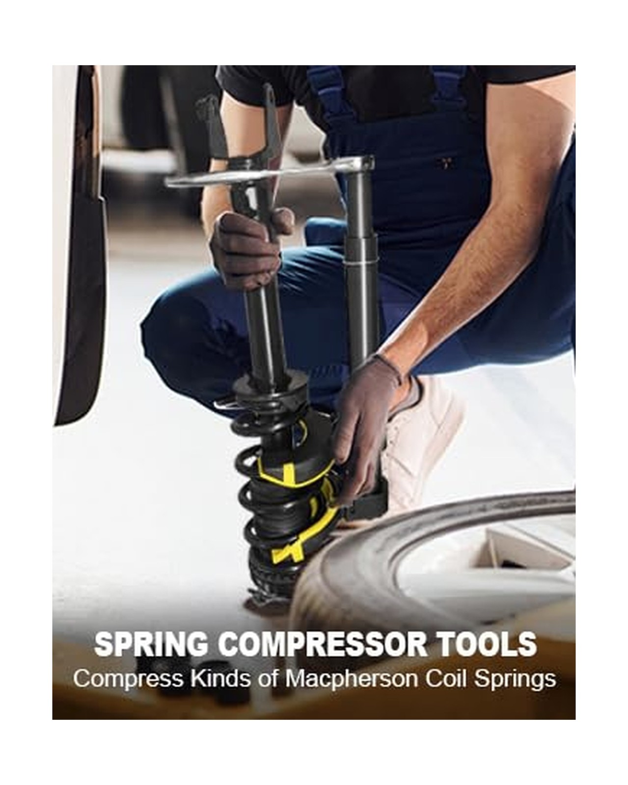8MILELAKE Macpherson Strut Spring Compressor Kit Interchangeable Fork Coil Ex...