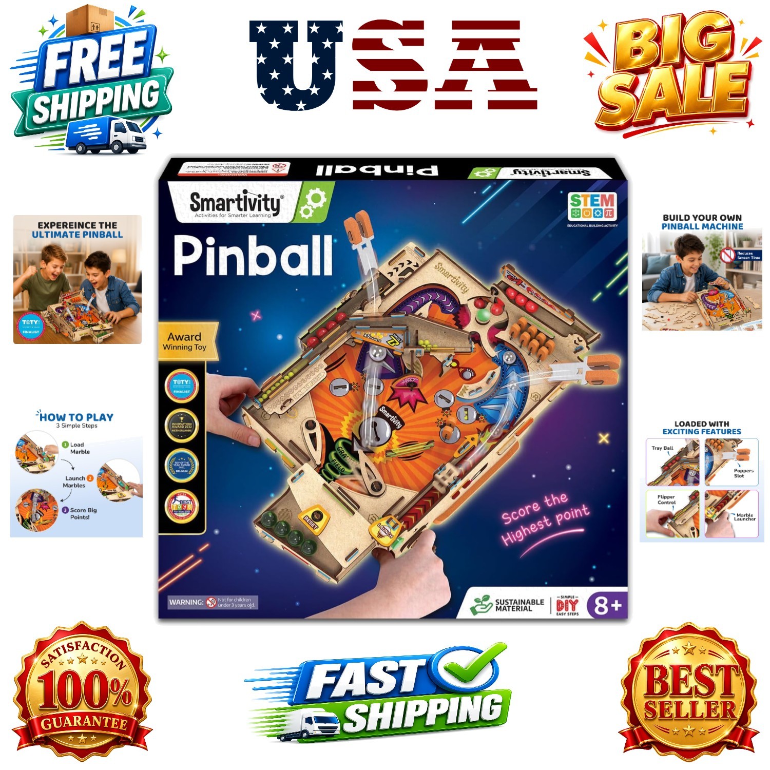 DIY Pinball Machine for Kids 8-14  Old | Global  Arcade Game | Build Your Own...