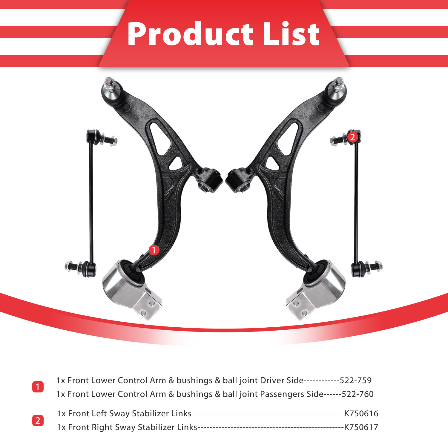For Ford Explorer 11-19 Front Lower Control Arm Ball Joint Sway Bar Link Kit 4Pc