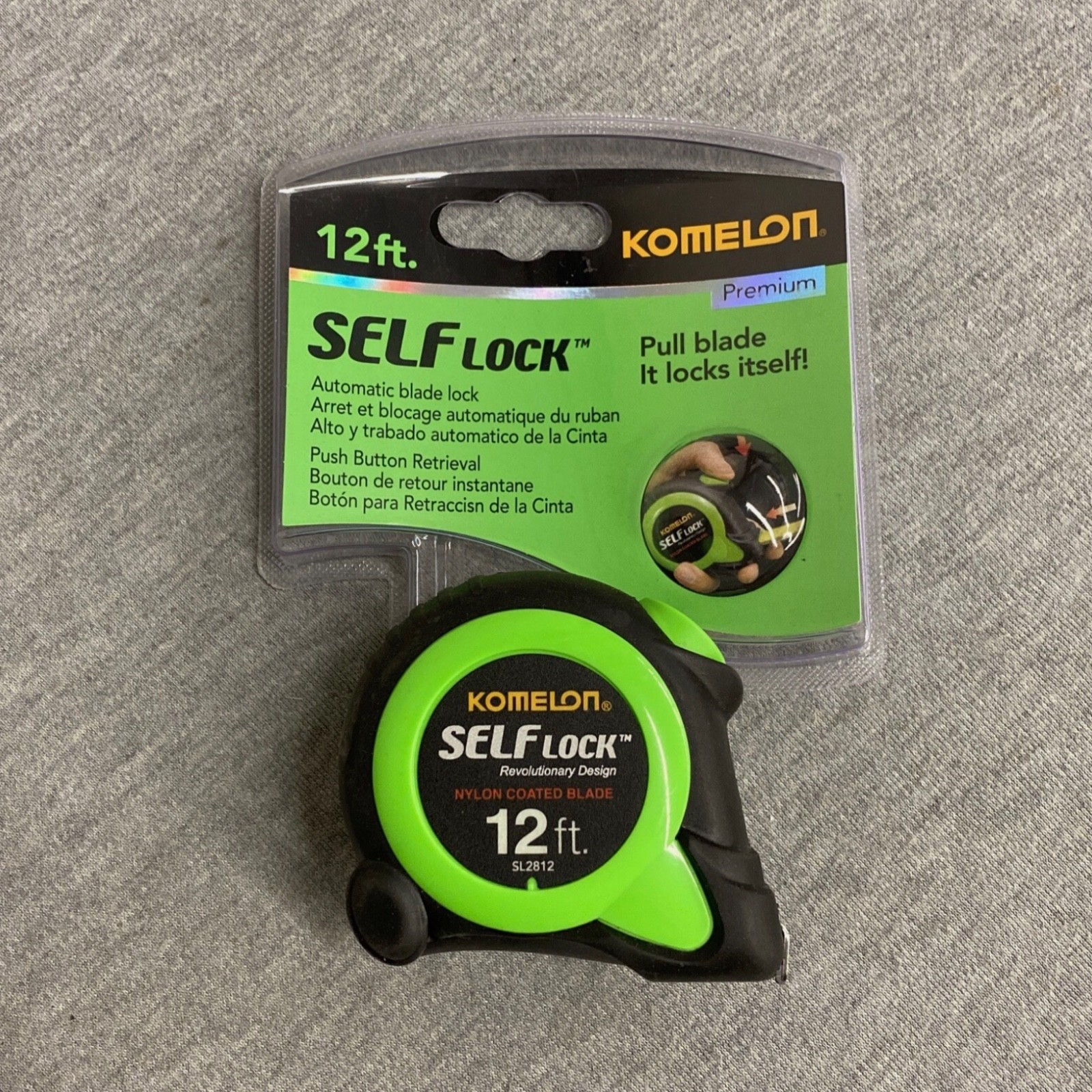Komelon SL2812 Self-Lock Premium Tape Measure - 12' X 5/8''