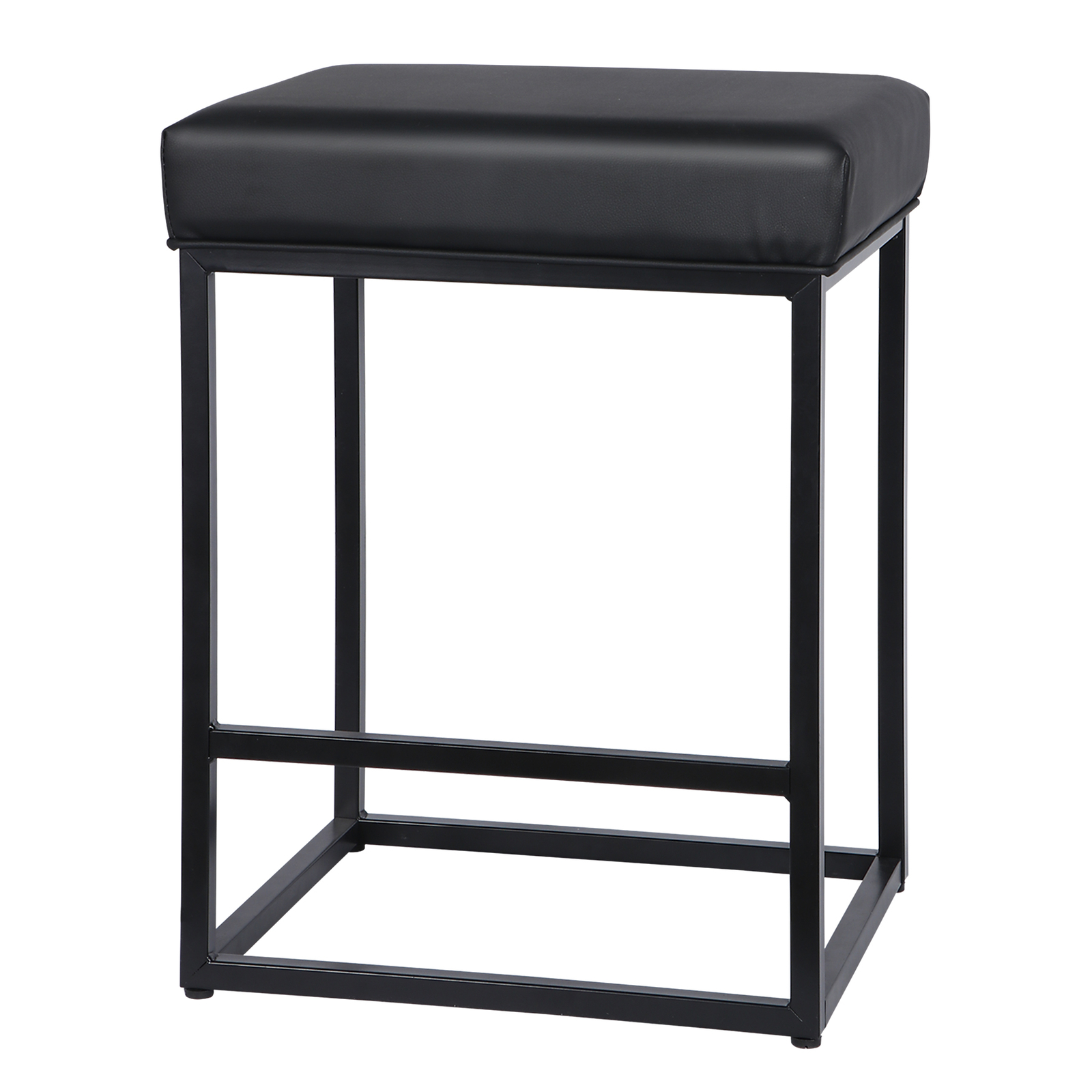 2PCS Black Backless Bar Stools PU Leather Stools Sturdy 330LBS Capacity Home