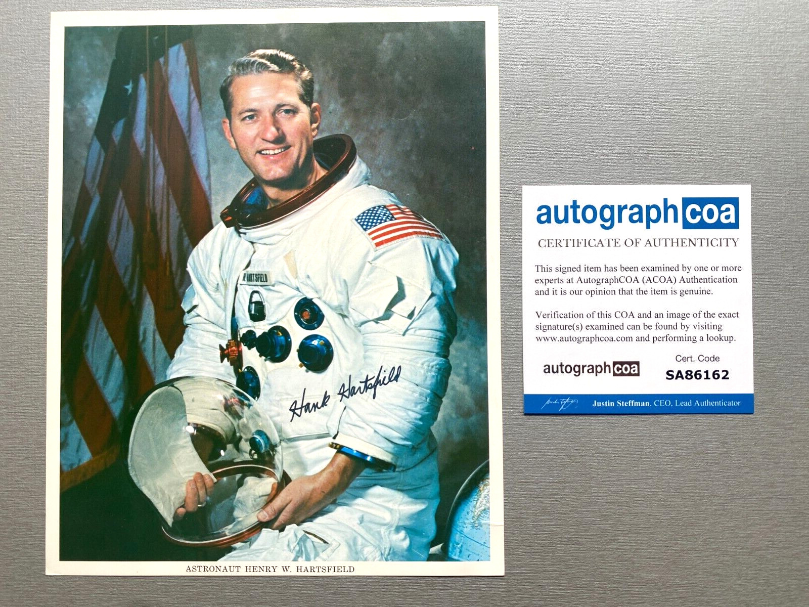HENRY HARTSFIELD (†2014) Astronaut Signed NASA Autograph Card 20x25 COA ACOA