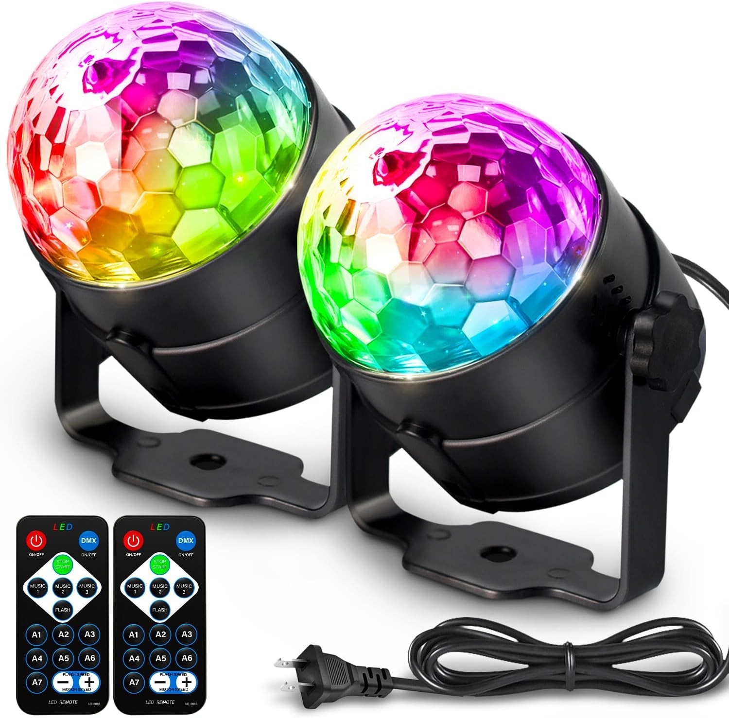 2PCS Luces De Discoteca Para Casa Fiestas Bolas Con Sonido Activado Movimiento