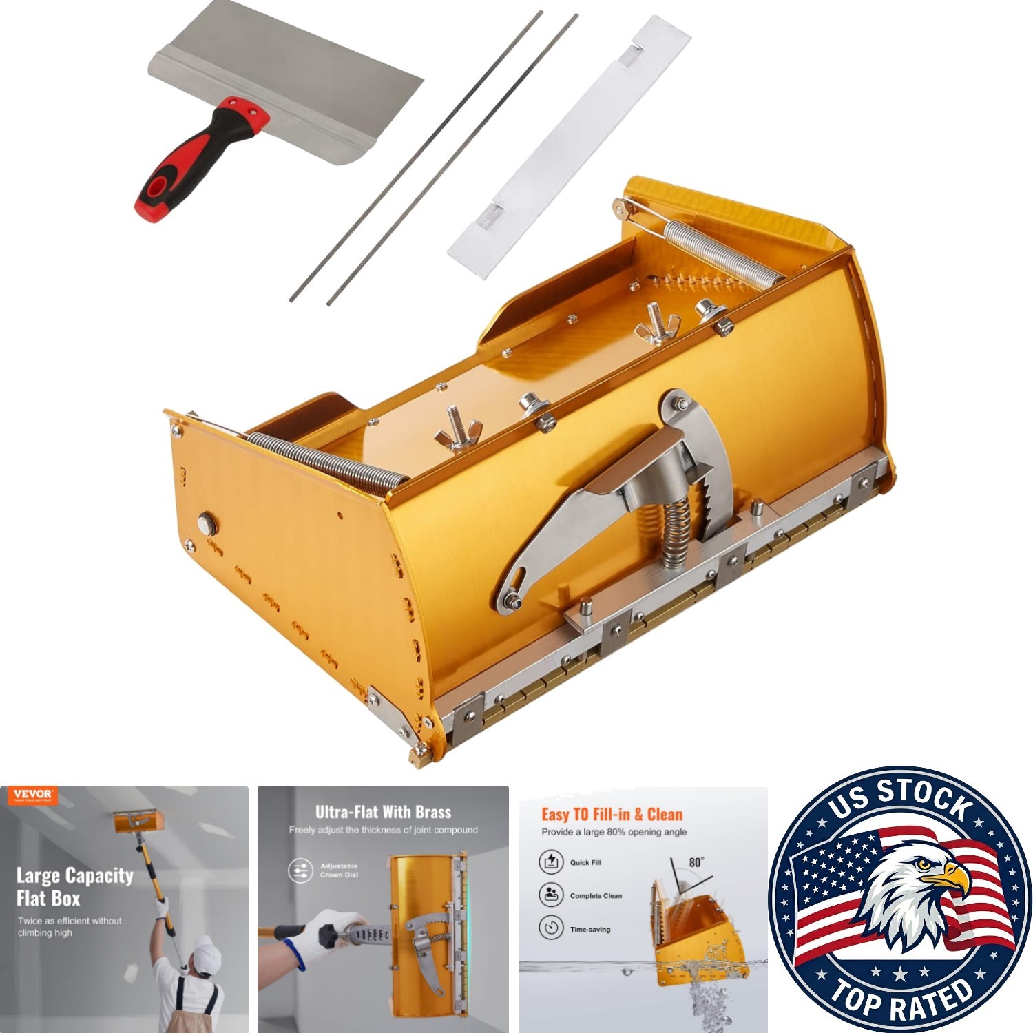 10-Inch Drywall Finishing Box: Aluminum, 2 Blades & Mudguard Included