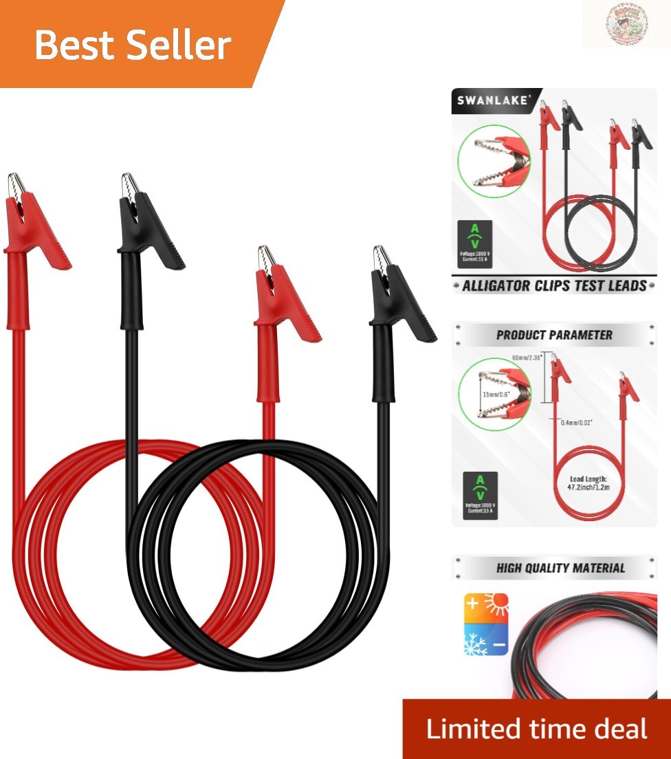 2-Piece Dual-Ended Alligator Clip Wires 3.5ft -  Quality Electrical Leads
