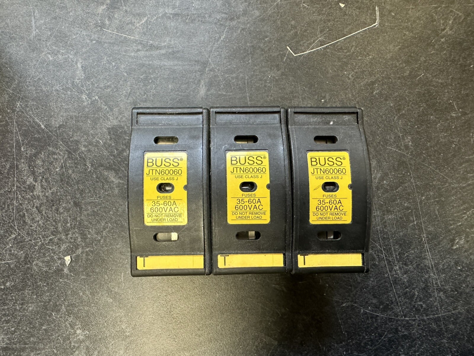 LOT OF 3 BUSSMANN JTN60060 CLASS J FUSE HOLDER 35-60A 600VAC