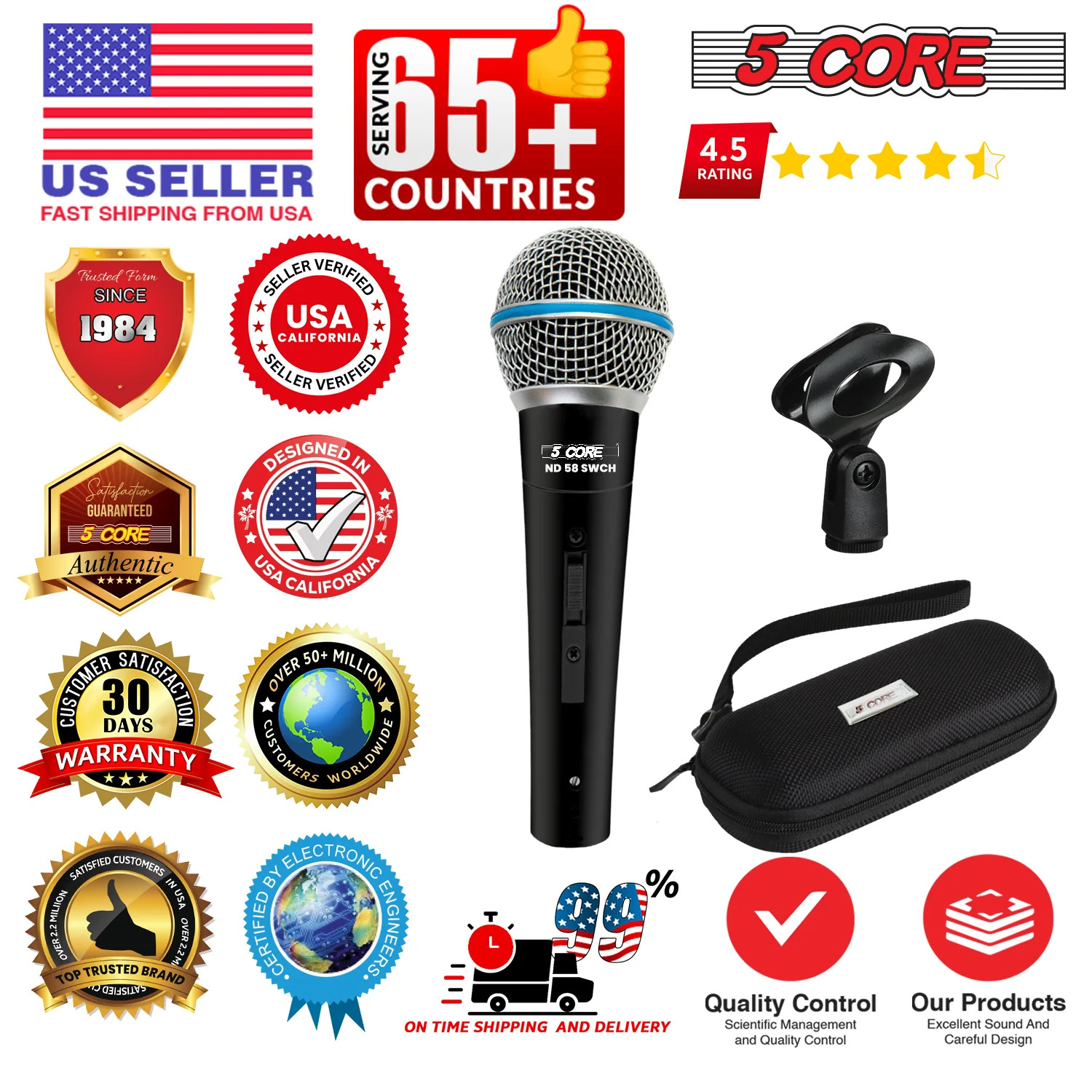 5 Core Professional Dynamic Karaoke Singing Microphone XLR Wired Microfono