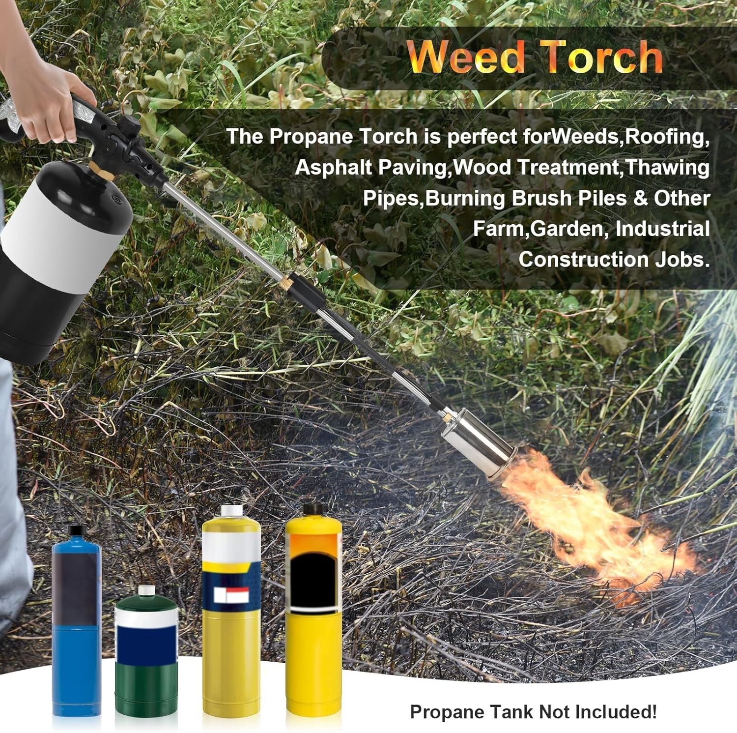 Propane Torch Weed Burner Weed Torch Flamethrower Heavy Duty Blow Torch Control