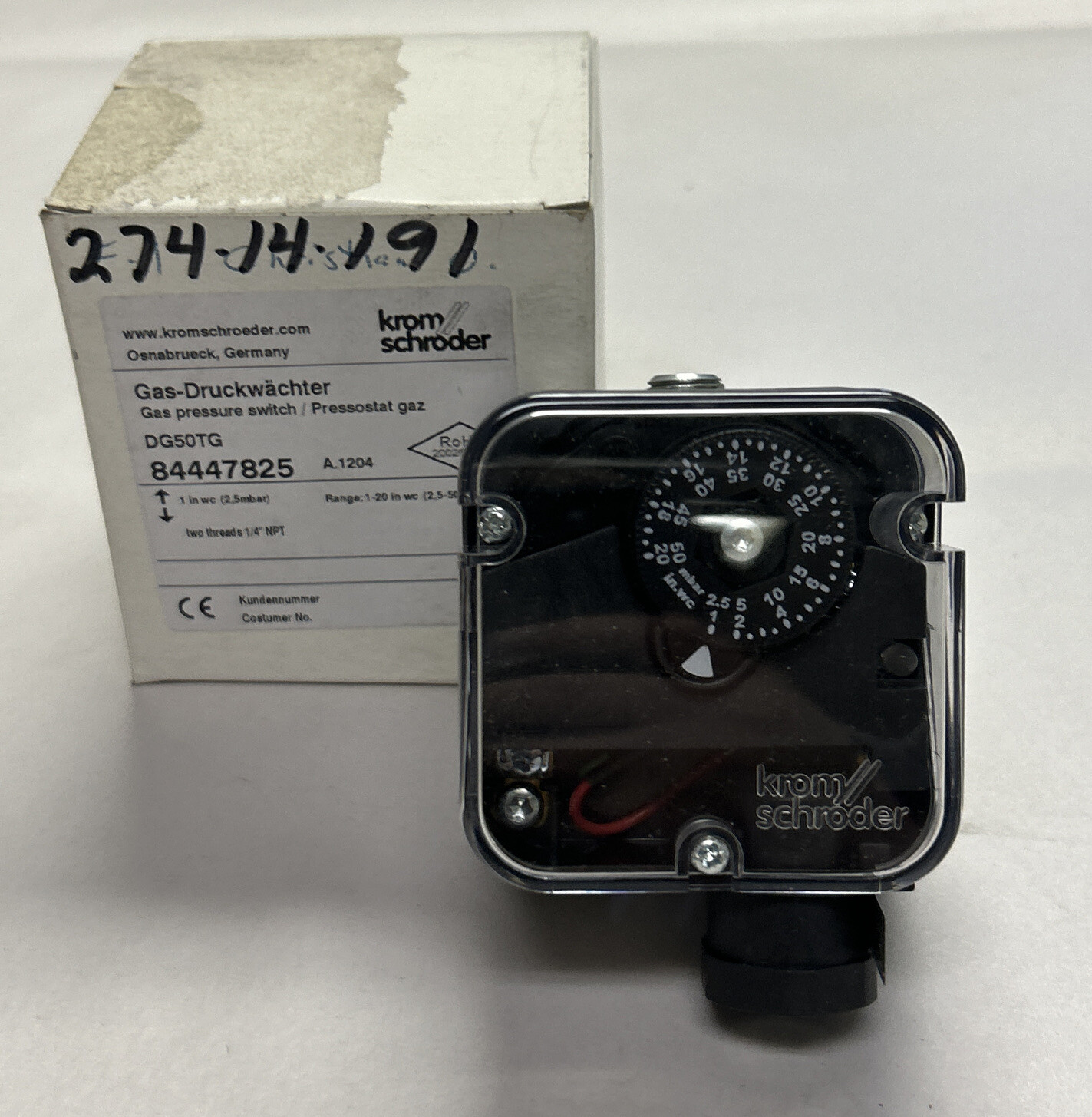 KROM SCHRODER,DG50TG 84447825,GAS PRESSURE SWITCH NEW