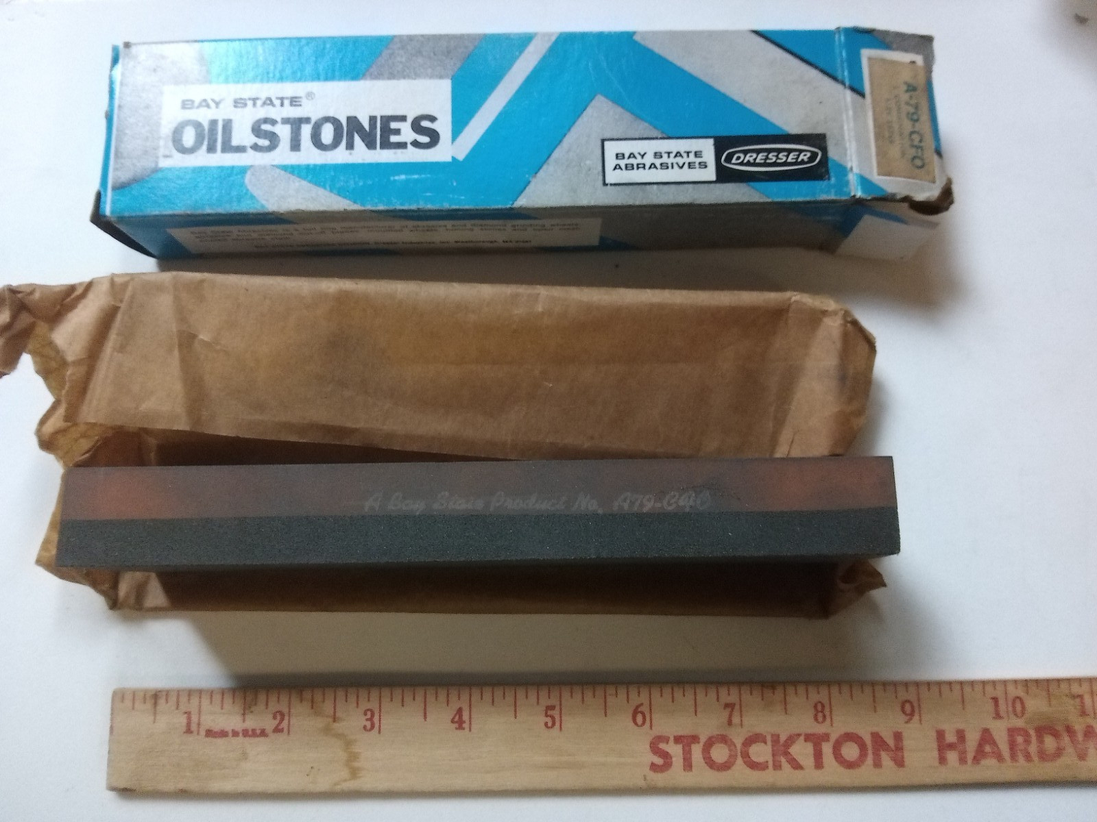 BAY STATE OILSTONE 8" A79-CFO, NEW OLD STOCK,With Box, 2 Sided,Different Grits