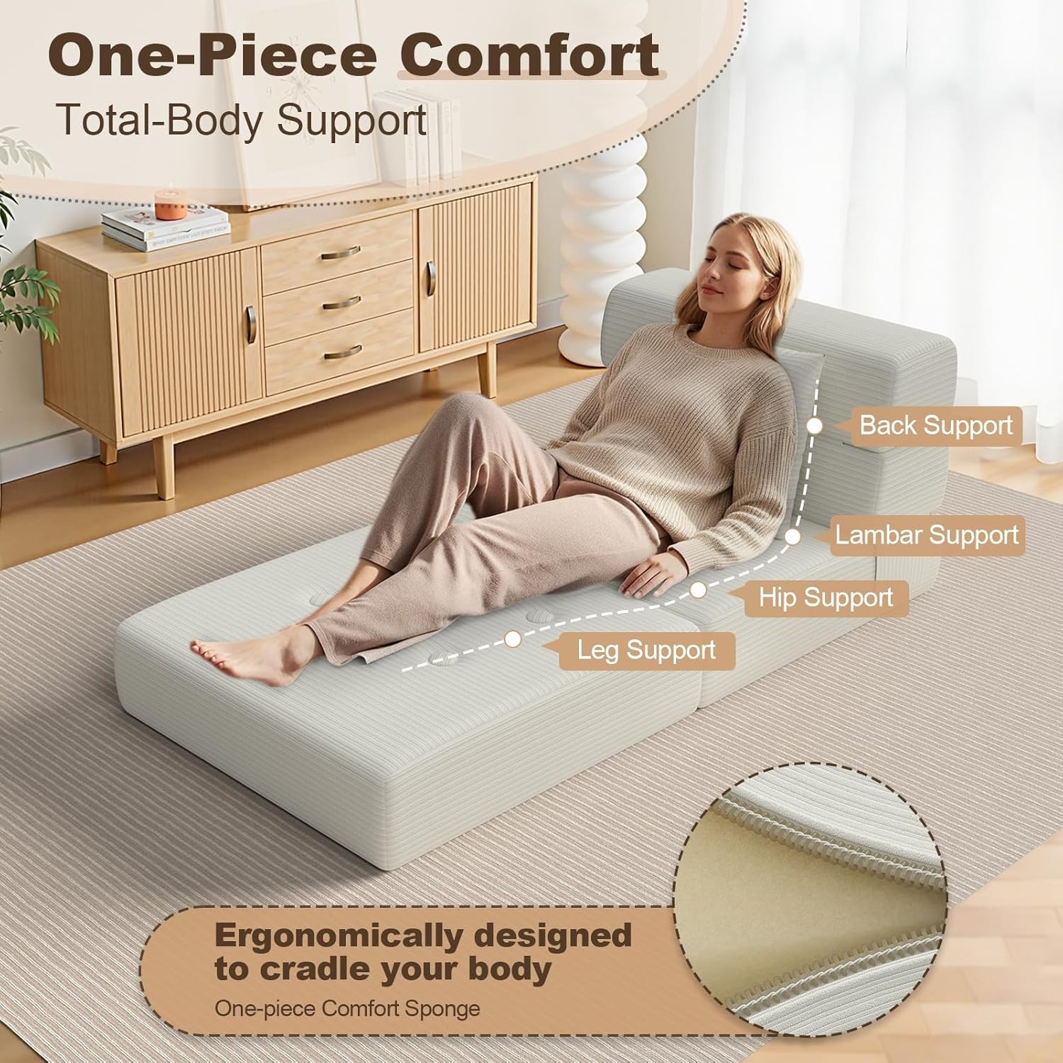 Folding Sofa Bed Convertible Sleeper Chair & Couch Bed W/ Pillow One-Piece