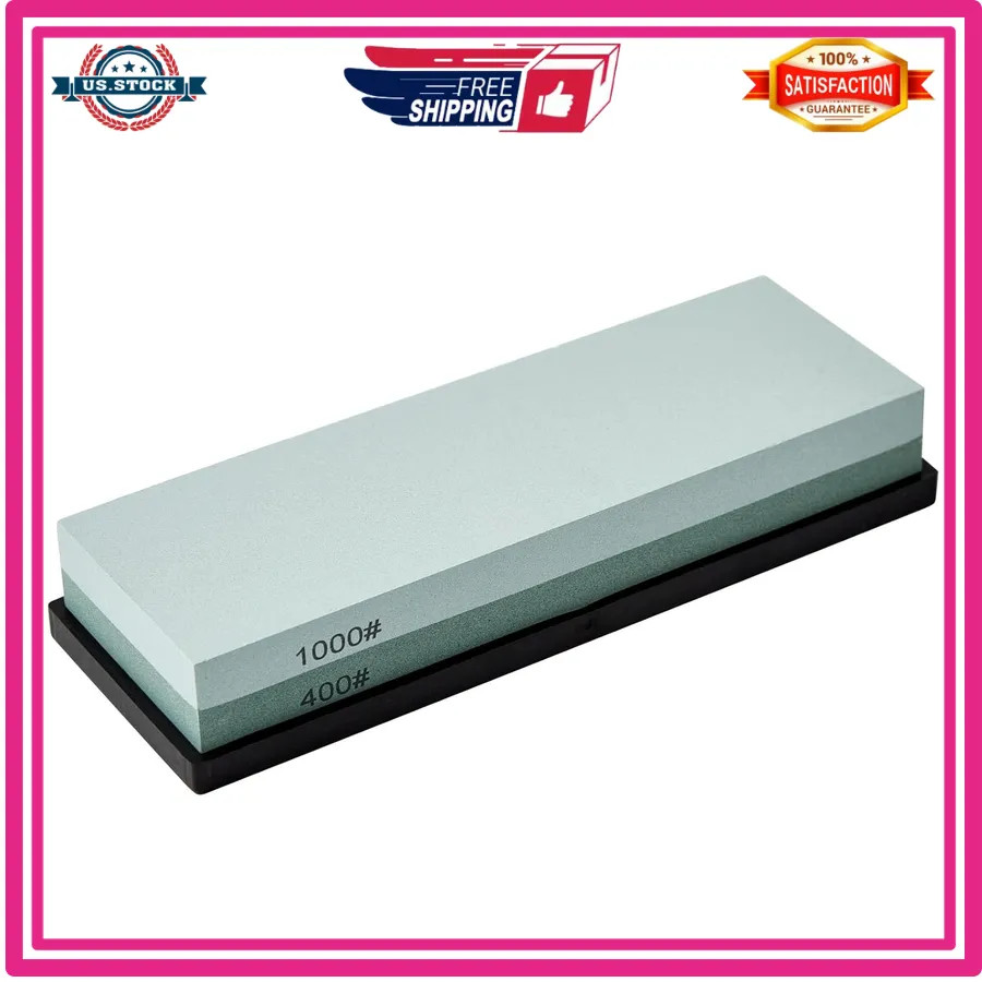 HiramWare 400/1000 Grit Double Sided Whetstone Knife Sharpening Stone Non Slip