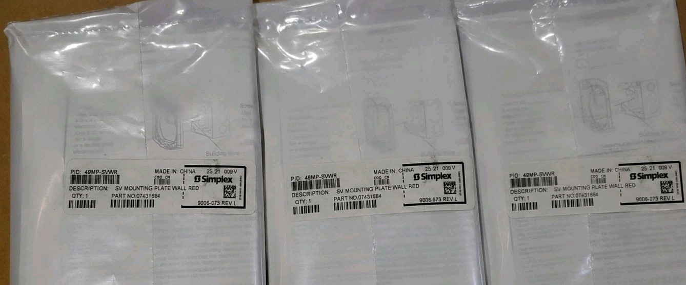 LOT OF 3 Simplex 49MP-SVWR SV Mounting Plate Wall RED