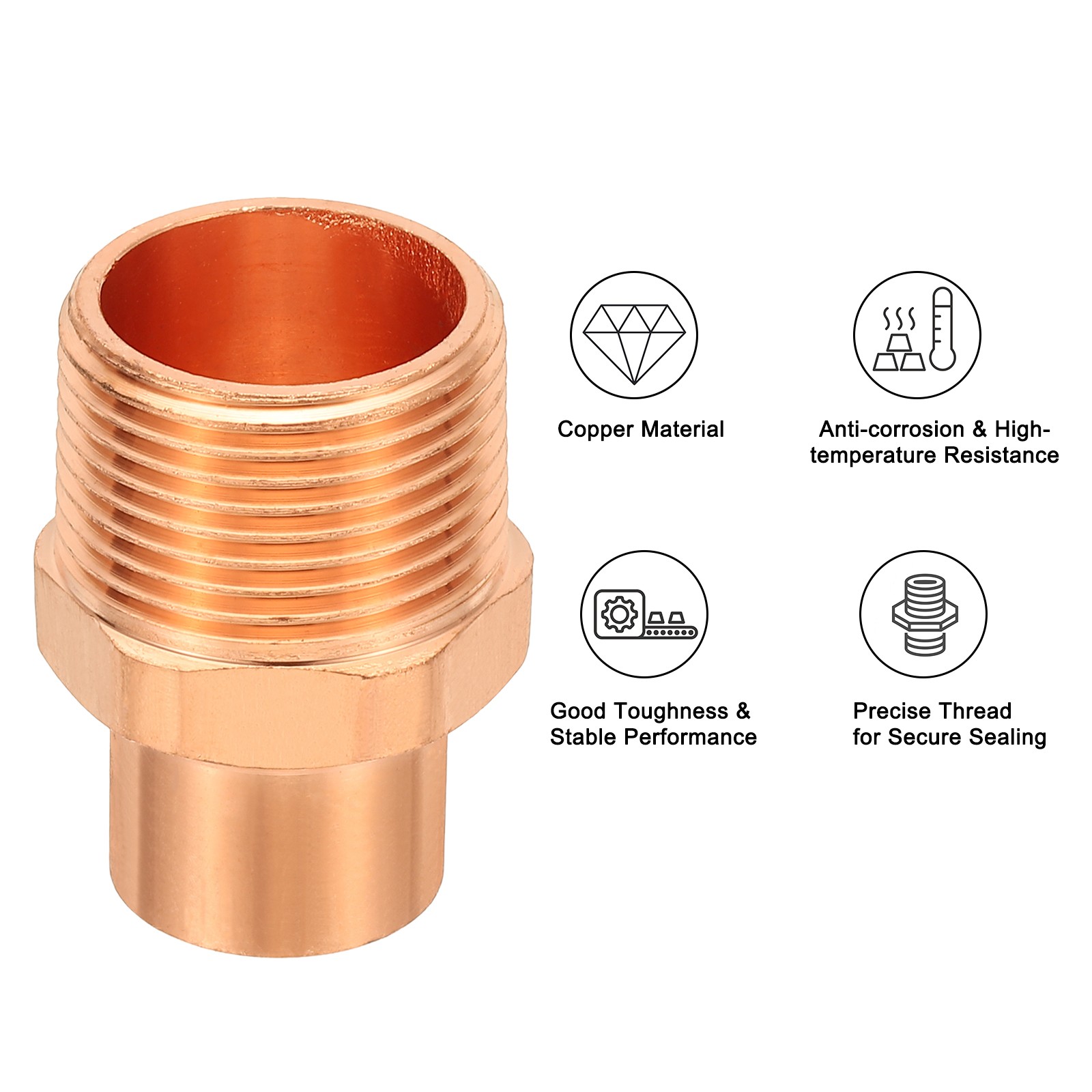 3/4 x 1 Male Adapter Fitting with C x M Connection, Copper Pipe Fitting