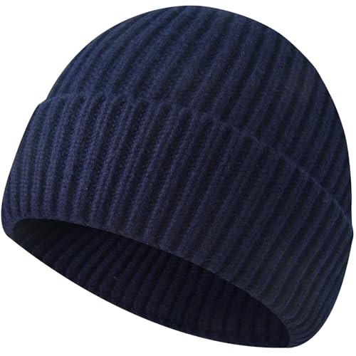 Fisherman Beanies for Men Women, Soft Warm Knit Winter Hats Trawler Navy Blue