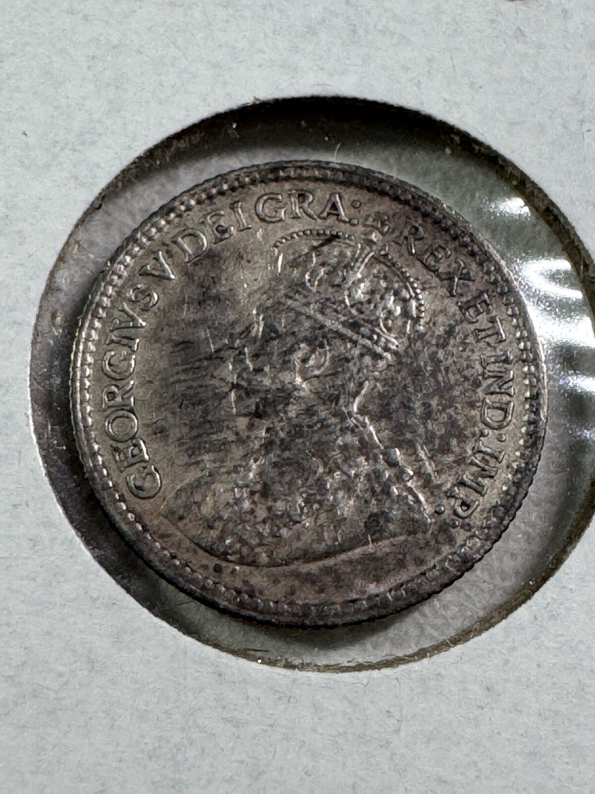 1912 Canada 5 Cents Small Silver Coin Cleaned