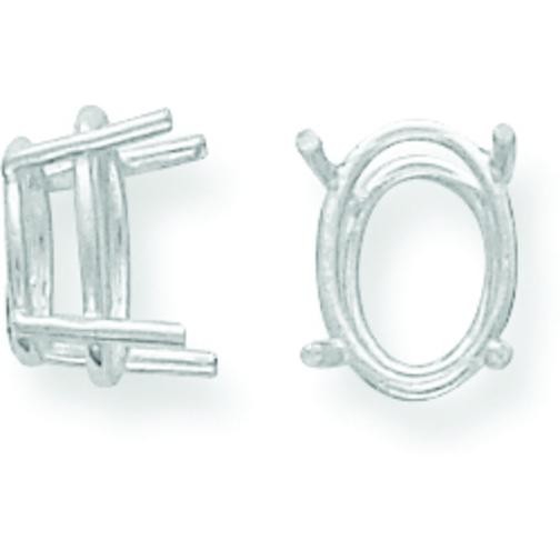 14K White Gold 4 Prong Oval Wire Basket Setting 8mm