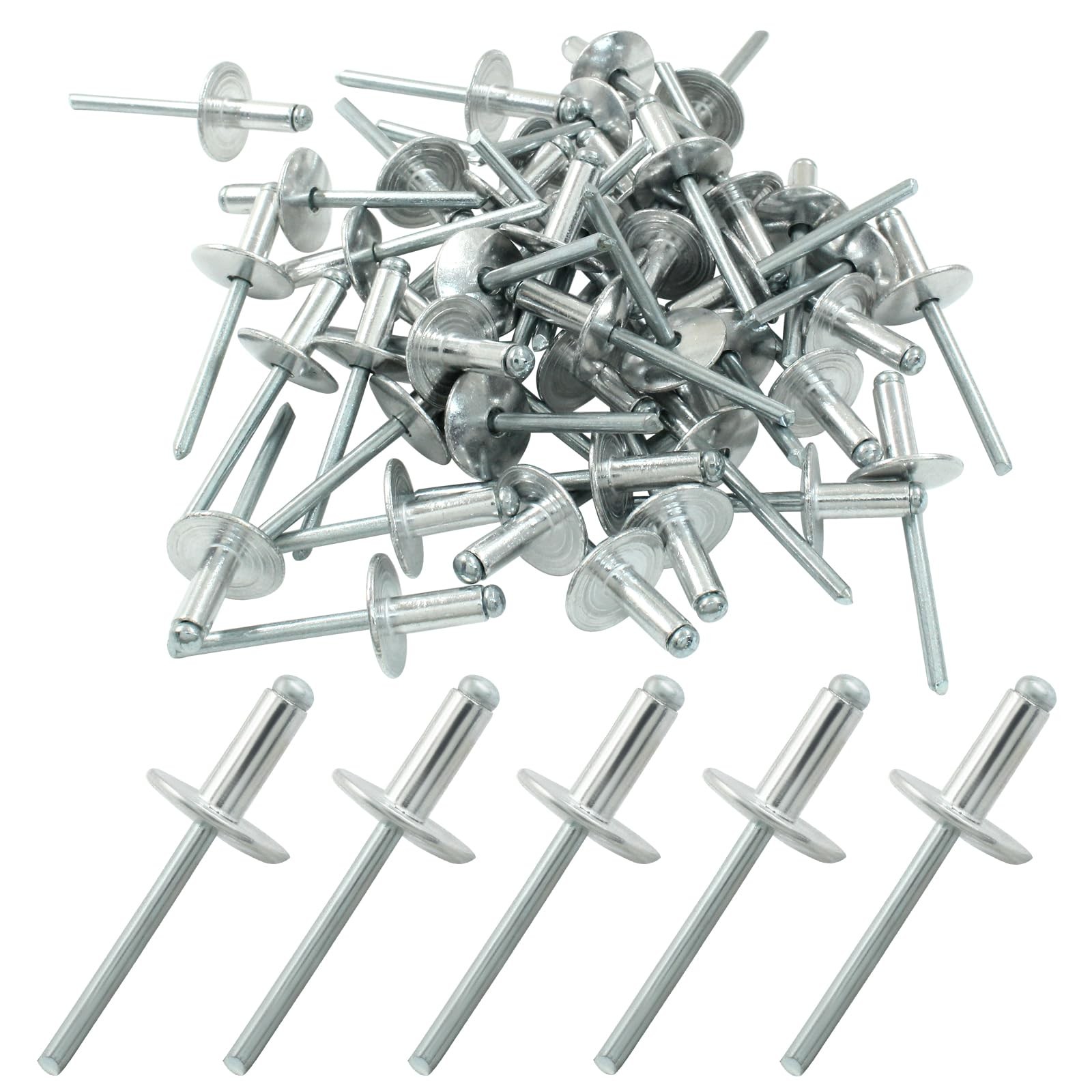 Litoexpe 60 Pcs 3/16" x 1/2" Flange Blind Rivets, Stainless x