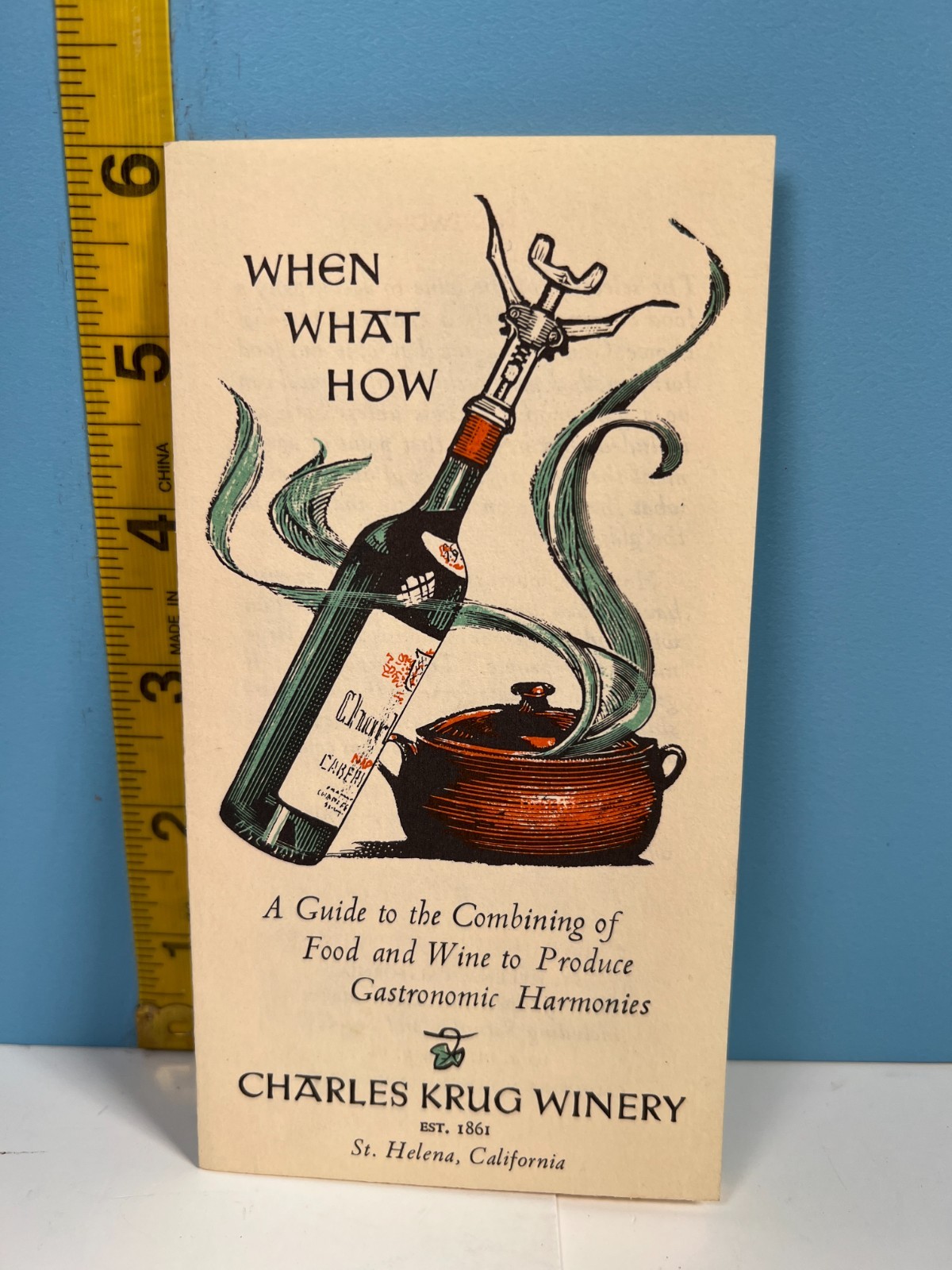 1979 When What How Charles Krugh Winery Guide to the Combining of Food & Wine .