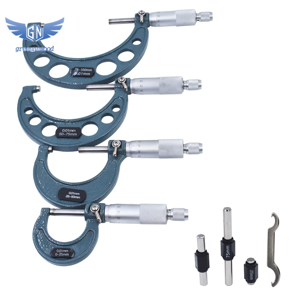 4Pcs/Set 0-4" Outside Micrometer Precision 0.0001" Carbide Tipped High Quality