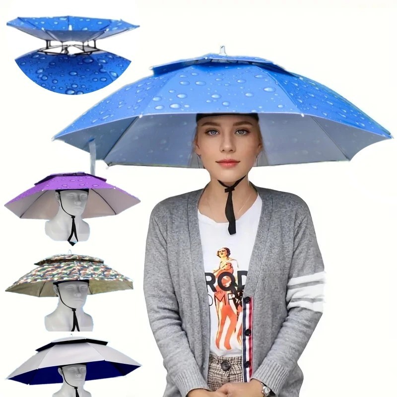 Foldable Fishing Sunshade Headwear Umbrella Hat UV Protection Sunscreen Caps