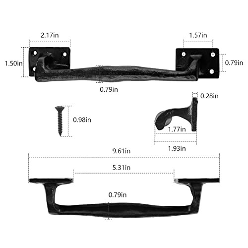 HOME MASTER HARDWARE 9 3/4 in Large Rustic Gate Handle Cast Iron Sliding Barn 2