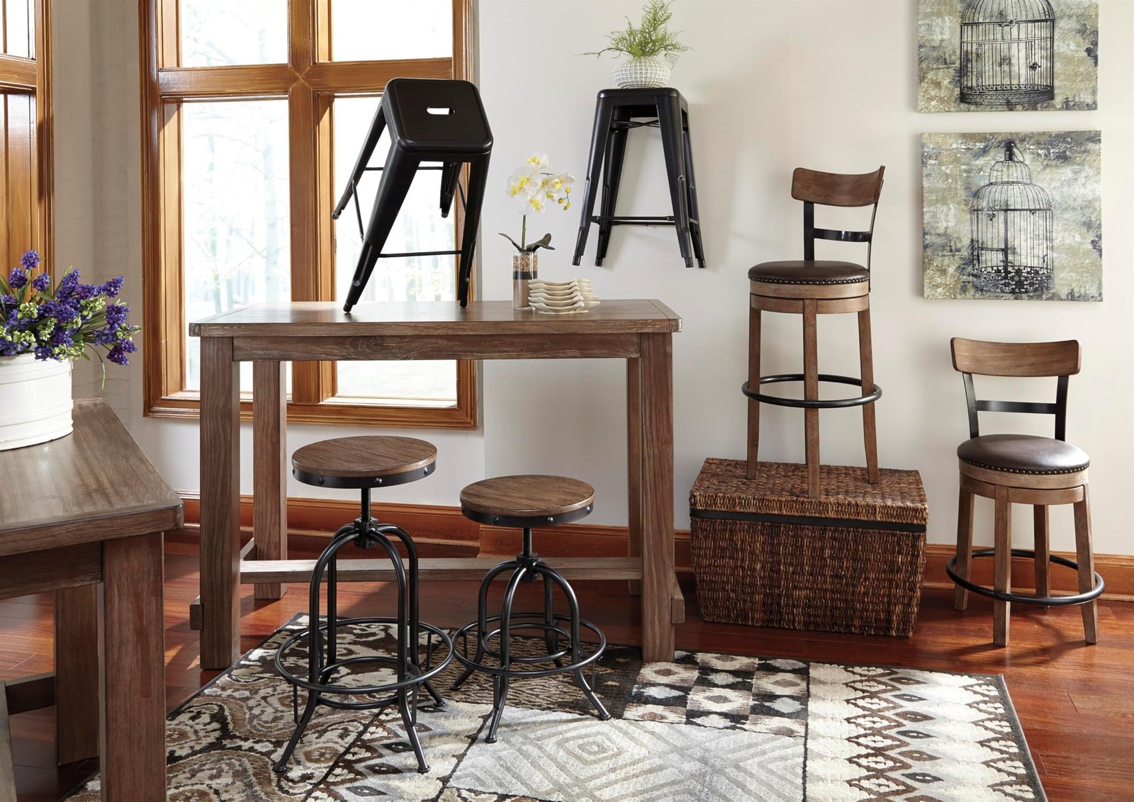 Maklaine Contemporary 30" Faux Leather Swivel Bar Stool in Light Brown