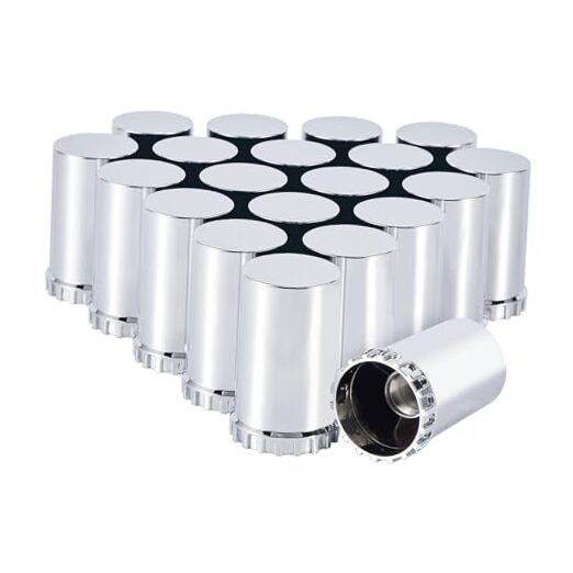 33mm Lug Nut Covers Screw On, 33mm x 3 1/2 inch 20 Pack Silver- 3 1/2" Chrome