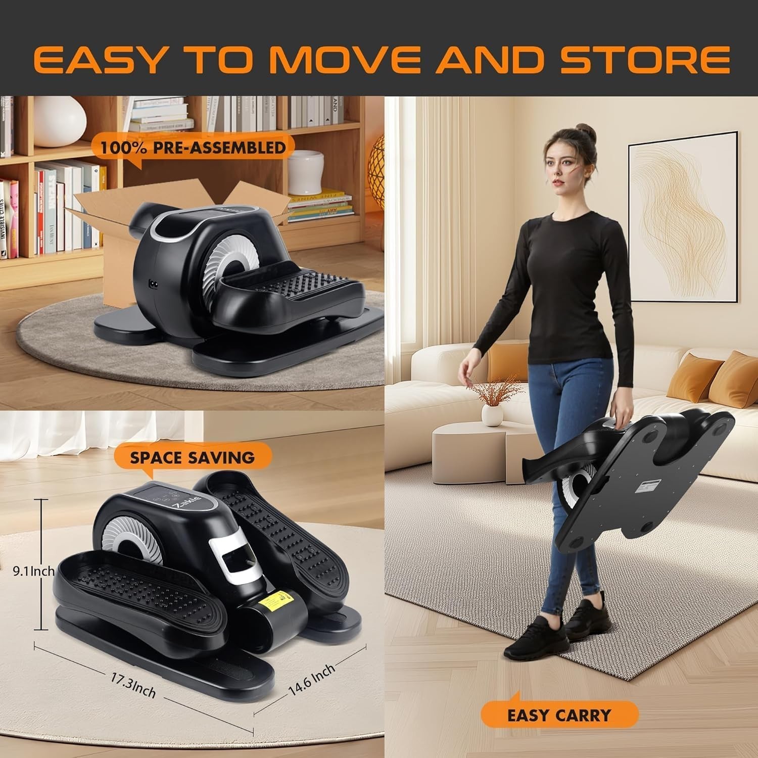 Under Desk Elliptical Machine, Electric Elliptical Training Machine w/Remote ...
