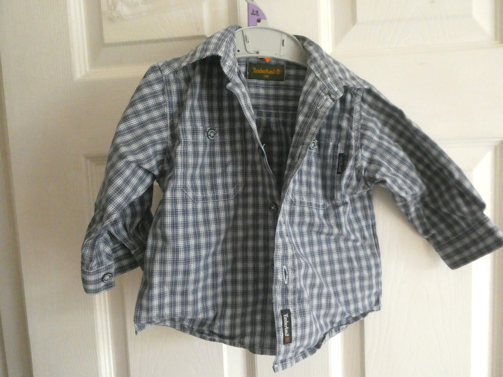 preowned boys timberland shirt blue check 3 months great shirt