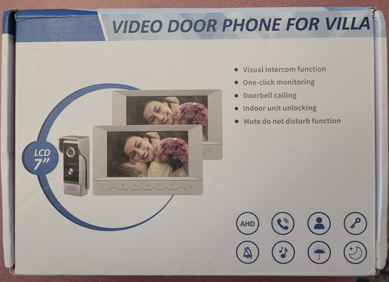 Video Intercom System, 7 Inch doorbell with Camera and Monitor, Video doorbel...