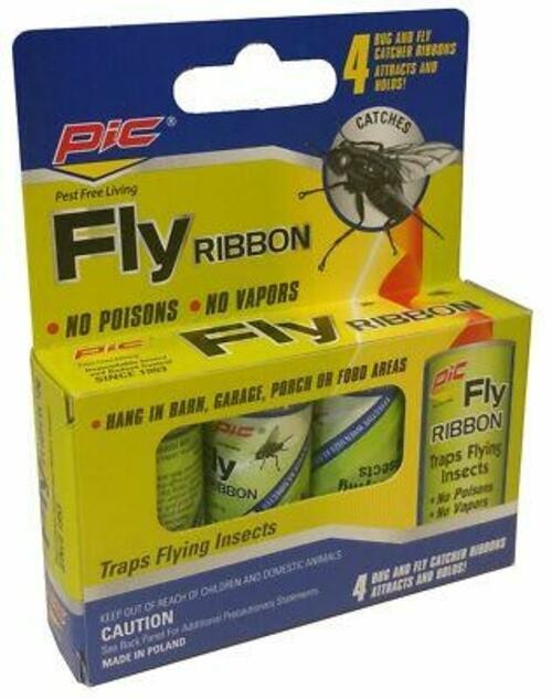PIC Fly Ribbon Tape Bug & Insect Catcher (4 Pack) Non Toxic Fly Paper Trap