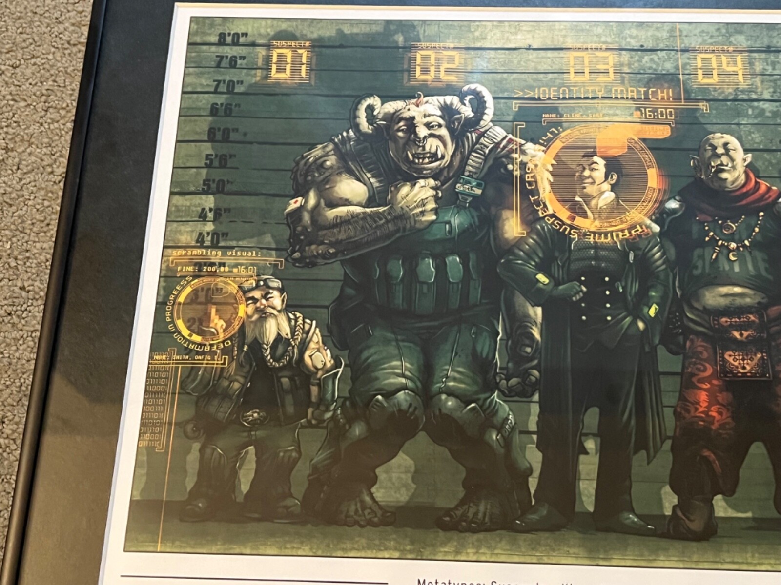 Shadowrun RPG Metatypes Suspects Framed Picture Signed By Klaus Scherwinski