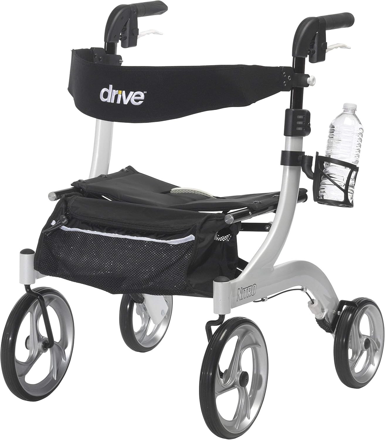 Nitro Clip-On Cup Holder for Walker Rollator, 6 X 4 X 3.5 Inch, Black