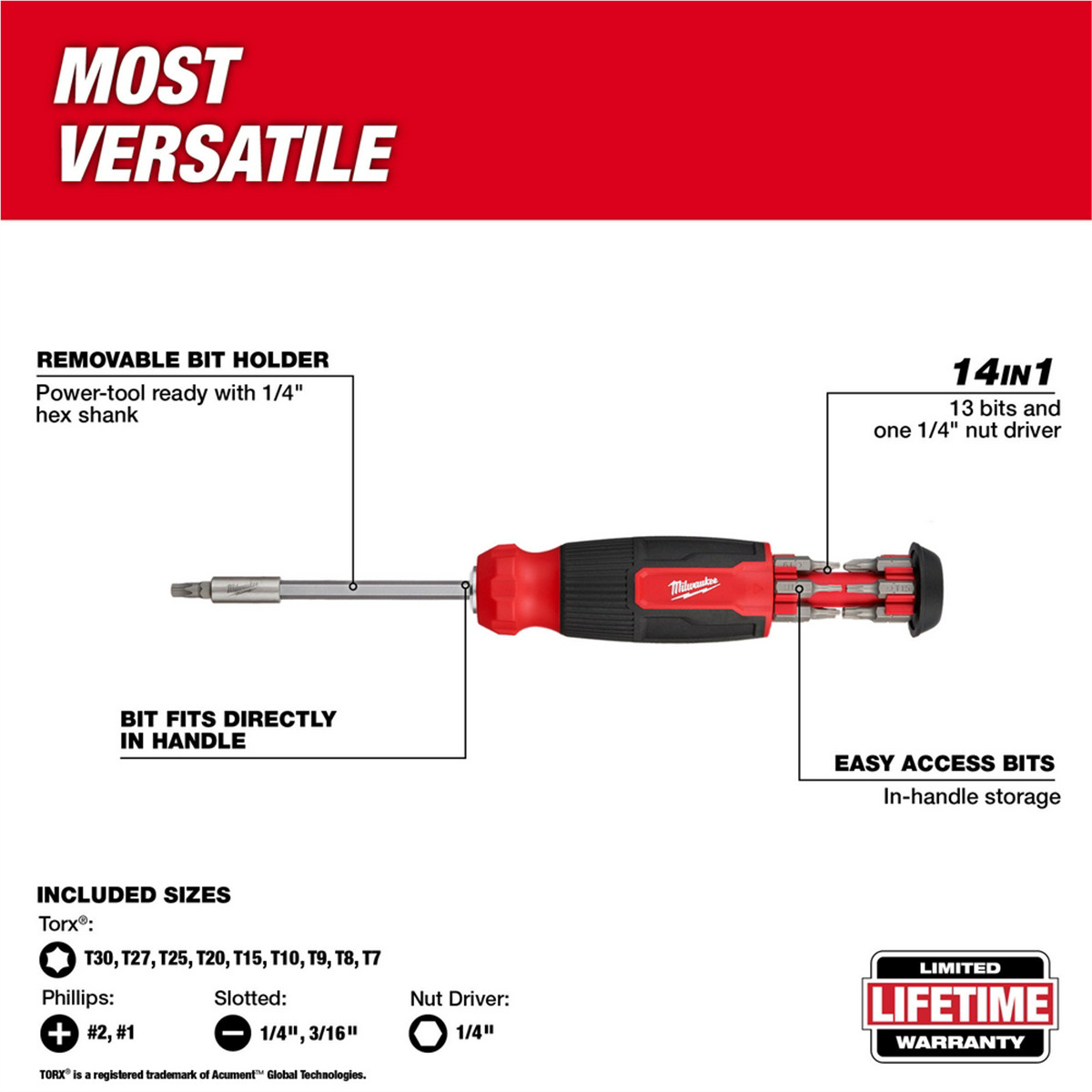 Milwaukee Tool 14-in-1 TORX Multi-Bit Screwdriver