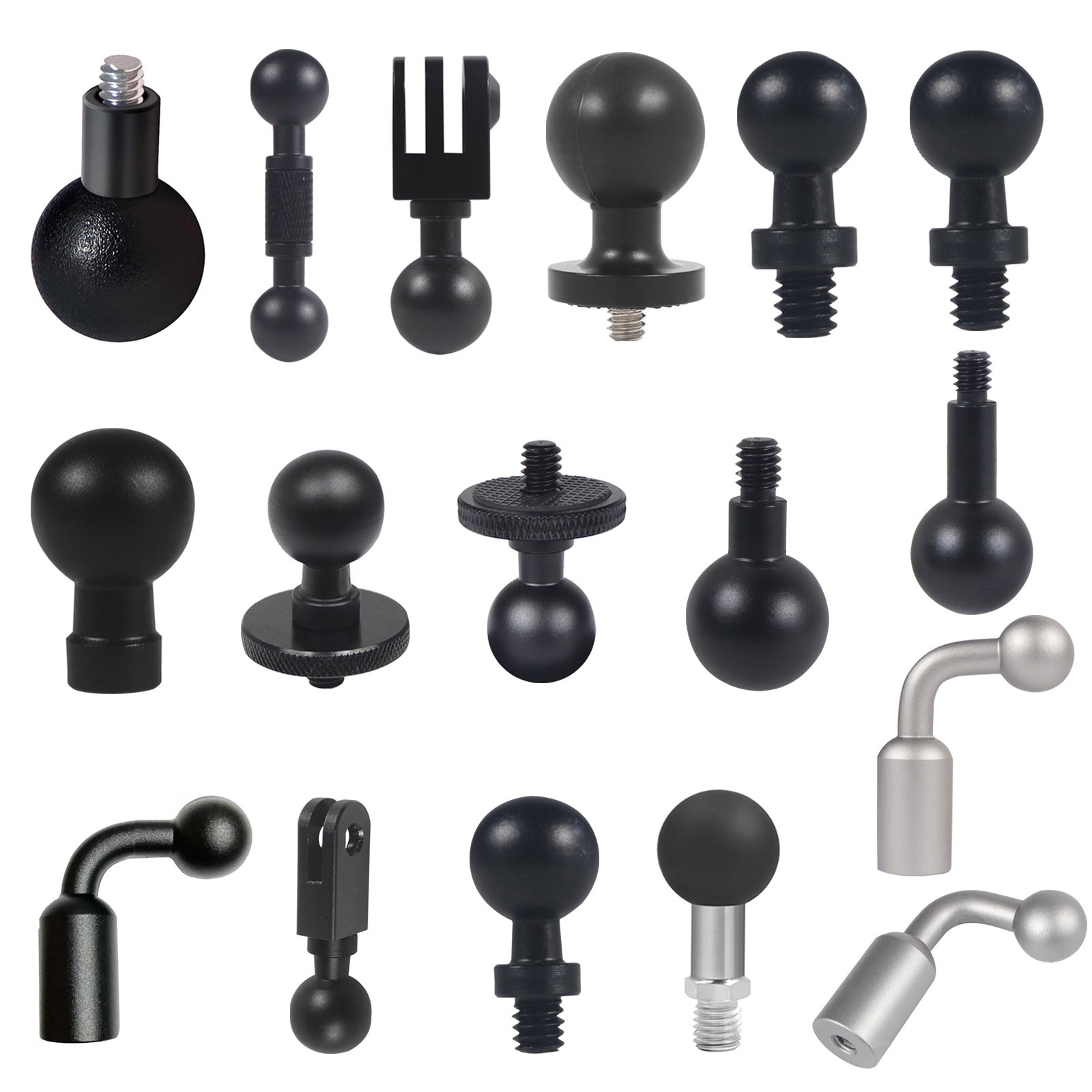13/15/17/20/25mm Ball Head 1/4" Screw Male Female Adapter for B Size Socket Arms