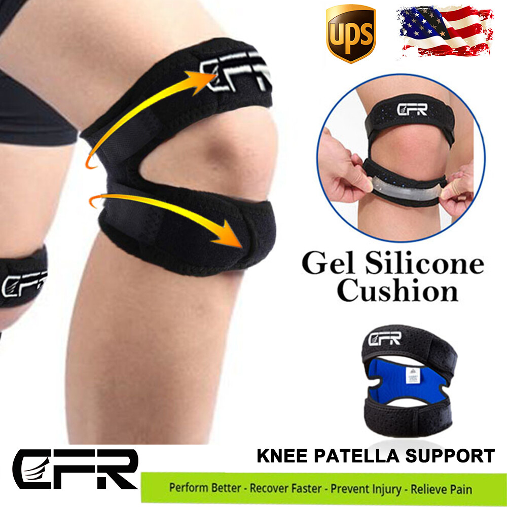 Silicone Knee Brace Sport Support Strong Meniscus Protection Compression Straps