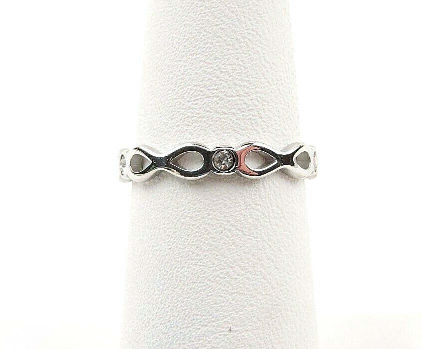 Stainless Steel Cubic Zirconia Infinity Loop Band Ring