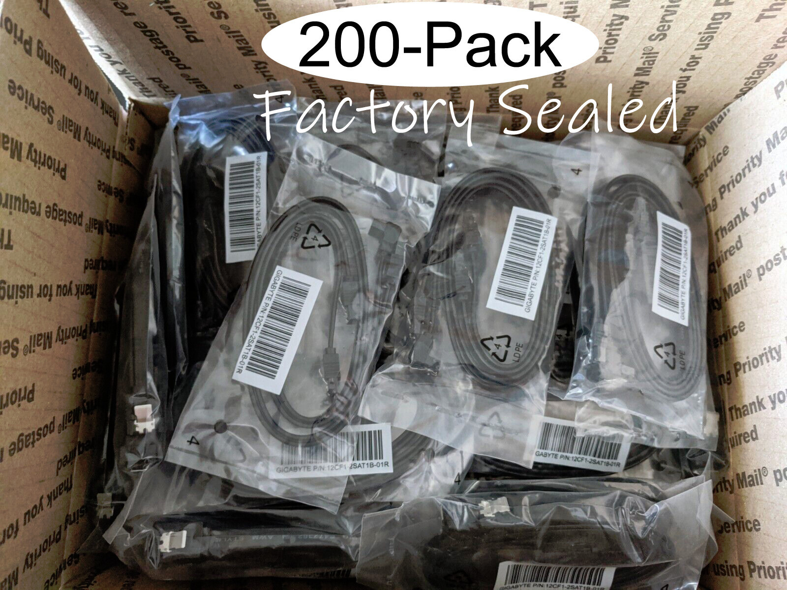 Lot 200 pcs: NEW 18" Gigabyte SATA 3.0 6Gb/s 90 degree/Straight PC Data Cables