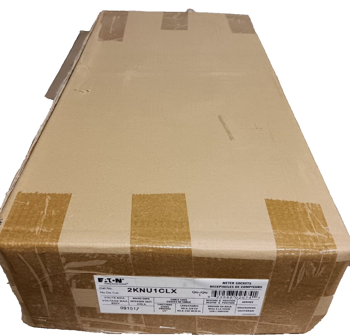 NEW EATON 2KNU1CLX 200 AMP METER SOCKET 2-GANG 4-JAW 600 VAC RINGED 100A PER POS